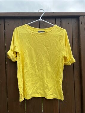 Classic Edition 100% cotton lemon Yellow half sleeve rolled cuff Tee. Mid sleeve